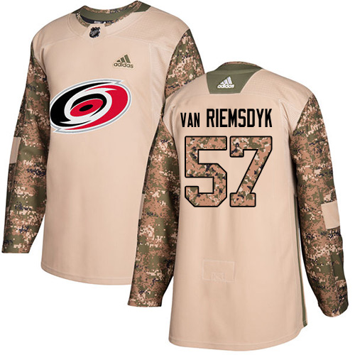 Adidas Hurricanes #57 Trevor Van Riemsdyk Camo Authentic Veterans Day Stitched Youth NHL Jersey
